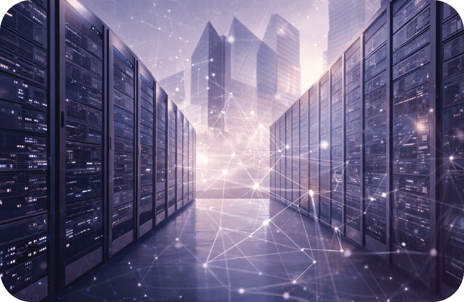 Modern data center with server racks